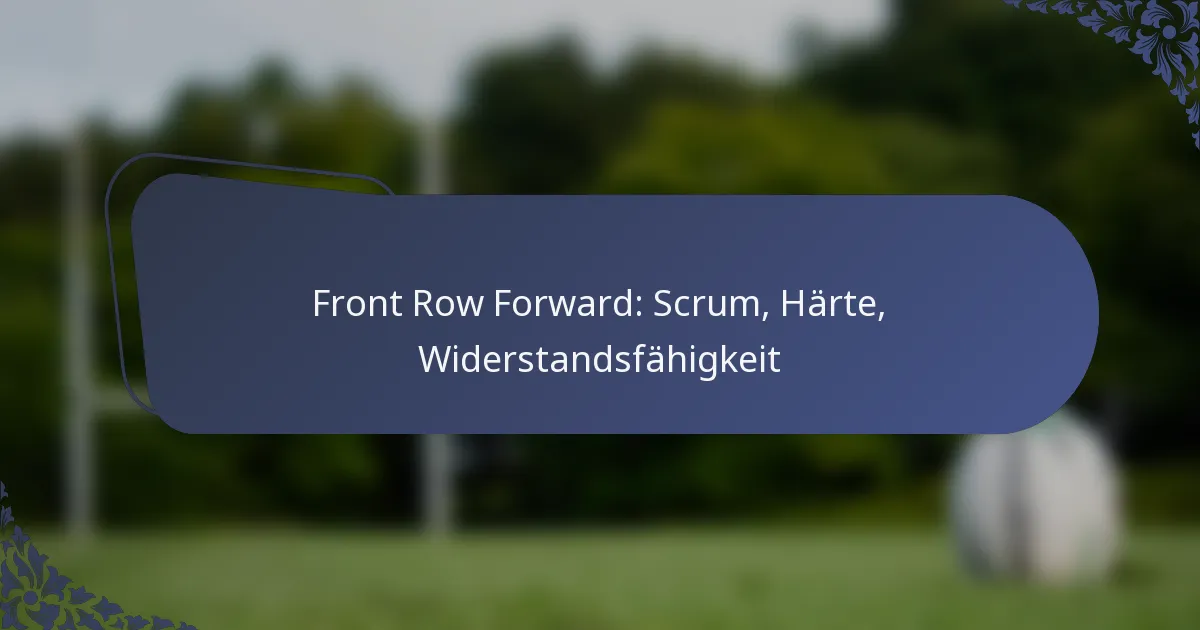Front Row Forward: Scrum, Härte, Widerstandsfähigkeit